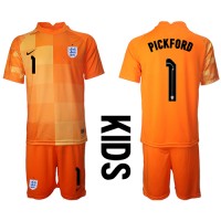England Jordan Pickford #1 Torwart Fußballbekleidung Auswärtstrikot Kinder WM 2022 Kurzarm (+ kurze hosen)